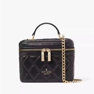 NWT KB563 Kate Spade Carey Trunk Crossbody black quilted leather bag purse